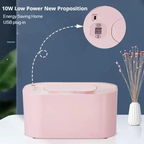 Miniatura 7 de Calentador de toallitas para bebés, dispensador portátil de gran capacidad con pantalla LED, soporte ajustable para toallitas húmedas para bebés