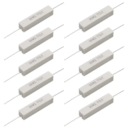 Miniatura 34 de 10 resistencias de cable de plomo axial de 10 W, 0.5 ohmios y 5 % – Resistencias de potencia de cemento cerámico fijas de heridas blancas