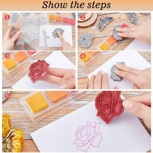 Miniatura 3 de GLOBLELAND Diario de arte con fondo de goma, sello de soporte de arte, sellos de guión para hacer tarjetas y álbumes de fotos, decoración y álbum