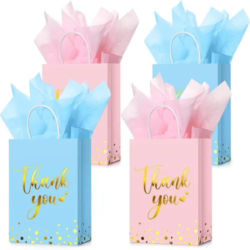 Miniatura 19 de Tinlade 30 bolsas de regalo de agradecimiento con papel de seda dorado con asa para graduación, negocios, compras, boda, ducha, regalos de fiesta