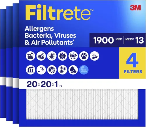 Filtrete 20x20x1 filtro de aire para horno de CA, MERV 13, MPR 1900, Premium Allergen, Bacteria & Virus Filter, filtro de aire estático de 1 pulgada