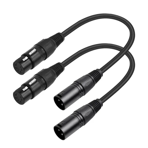 Paquete de 2 cables de micrófono XLR macho de 3 pines a 5 pines XLR hembra, DMX512, 1 pies (1.0 ft), cable adaptador de cable DMX para mezclador de