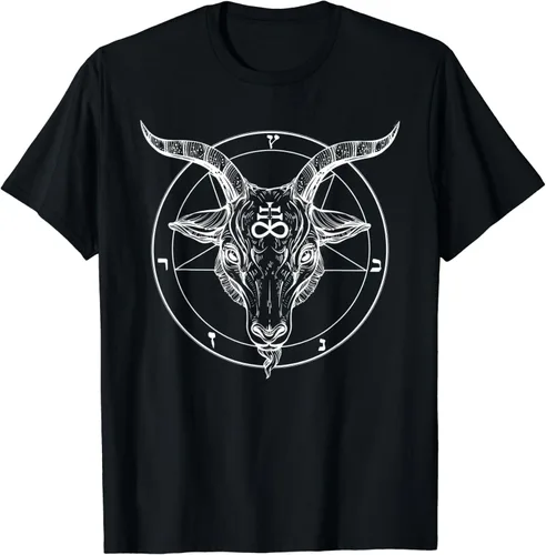 Pentagrama Tshirtplayera Satanist cabra BaphometStay Weird hombre S Marino