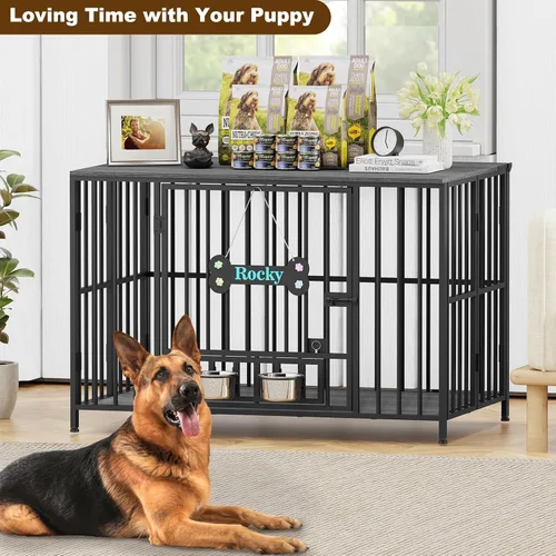 Miniatura 7 de Easycom Mueble plegable para perros de 43 pulgadas, no se ensambla para perros, jaulas decorativas para interiores, jaulas XL para perros grandes