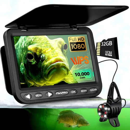 Miniatura 10 de [Actualización FishPRO® 2026] Cámara de pesca submarina NO.1 HD 1080P de 7 pulgadas, IPS- con 10,000 mAh (fácil de usar), cámara de pesca en hielo
