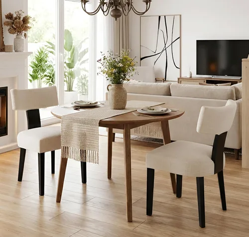 Miniatura 18 de Shunzhi Juego de 2 sillas de comedor modernas de mediados de siglo, sillas tapizadas de madera para comedor, sillas de cocina estilo granja, sillas