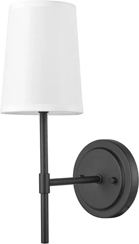 Miniatura 13 de Globe Electric 65000043 Lámpara de pared de 1 luz enchufable o cableada, negro mate, pantalla de tela blanca, brazo oscilante, cable de 1.8 metros