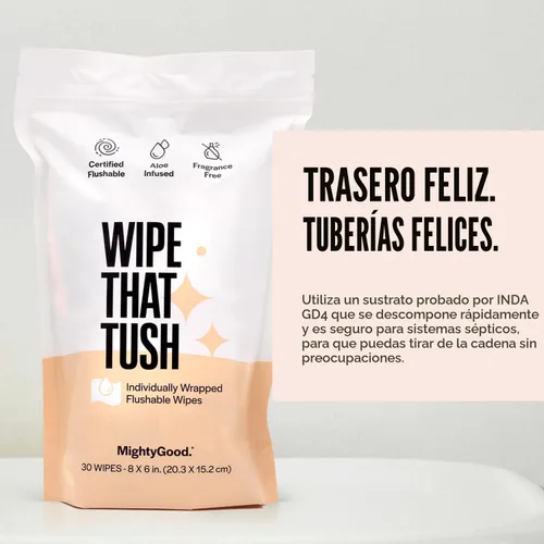 Miniatura 6 de Wipe That Tush On-The-Go Toallitas desechables – 1 paquete de 30 toallitas de viaje envueltas individualmente – Sin fragancia e hipoalergénicas