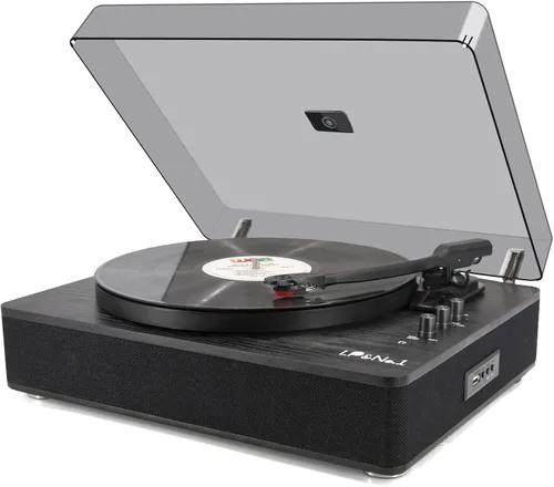 Reproductor de discos de vinilo con tocadiscos incorporados y USB, reproducción y grabación, tocadiscos vintage accionado por correa, 3 velocidades