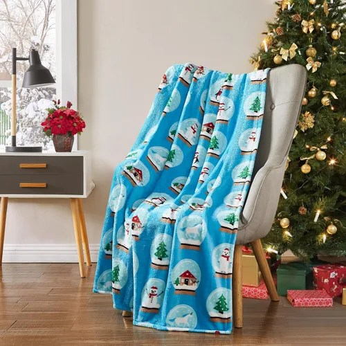 Miniatura 7 de Manta de Forro Polar para las Fiestas Navideñas: Corona Tradicional de Decoración del Hogar con Saludos Cheers Merry Peace Joy sobre Fondo Beige