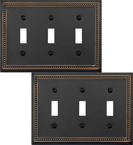 Miniatura 70 de OKAWYC Cubierta de Interruptor de Luz de Tomacorriente Dúplex Individual Belaire de Metal con Cuentas para Pared, Paquete de 4 Latón Antiguo 1 Gang