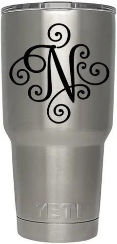 Miniatura 49 de Monogram - Calcomanía troquelada/vinilo adhesivo. Haga clic para opciones de color/letra. Disponible en cuatro colores y todas las letras de la A
