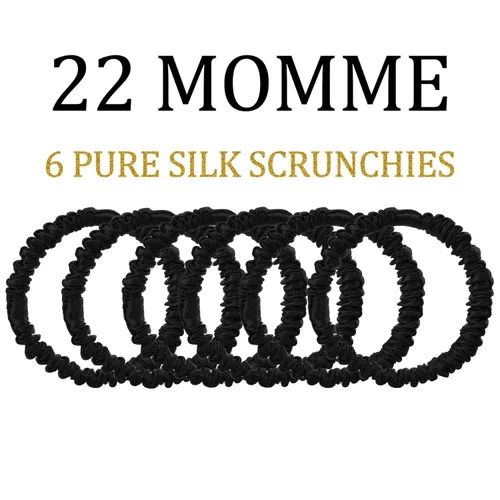 Miniatura 3 de 22 Momme 6 piezas 100% seda de morera ligas para el cabello, pequeñas coleteras de seda para mujeres y niñas, cabello rizado grueso y fino.