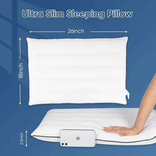 Miniatura 4 de MINUPWELL Almohadas ultra finas, almohadas planas para dormir delgadas con soporte 7D de 2.5 pulgadas de altura, almohadas de cama delgadas