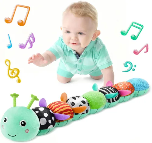 LIGHTDESIRE Juguetes para Bebés de 6-12 Meses Oruga Musical, Animales de Peluche Juguetes para Bebés de 0-6 Meses Juguete Sensorial con Diseño de