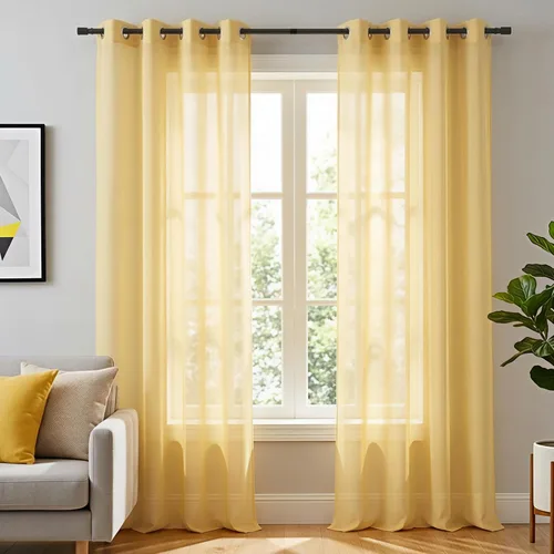 Miniatura 49 de KOUFALL Cortinas traslúcidas de 120 pulgadas de 2 paneles con ojales, juego extra largo de 10 pies de largo, cortinas altas para ventana grande, 52