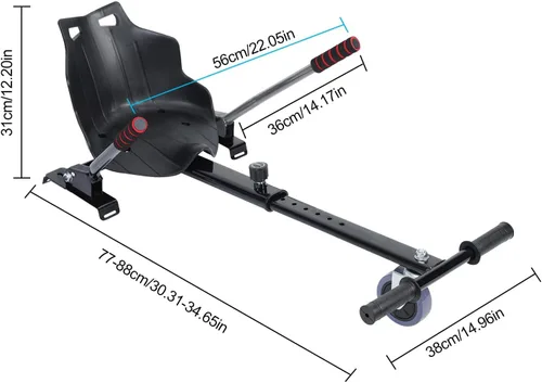 Miniatura 5 de Accesorio de asiento para aeropatineta de 6.5 a 10 pulgadas, accesorio de scooter autoequilibrante con joystick ajustable, pedal antideslizante