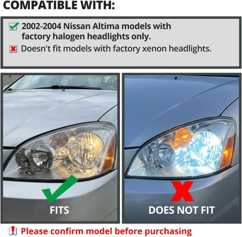 Miniatura 3 de SPEC-D TUNING Jdm - Faros delanteros transparentes negros con reflector ámbar, compatible con Nissan Altima L+R 2002-2004