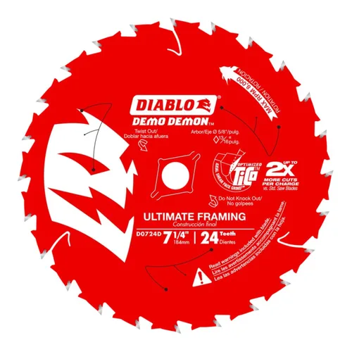 Miniatura 2 de Diablo Demo Demon D0724DA - Hojas de sierra definitivas para enmarcar y demolición de 7 ¼ pulgadas x 24 dientes, paquete de 10 unidades, dientes