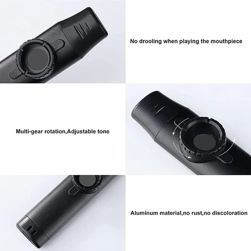 Miniatura 5 de Kazoo - Instrumento musical de metal profesional con 5 membranas adicionales, tono ajustable para guitarra, ukelele, piano y canto, latón duradero