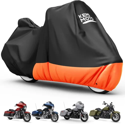 Miniatura 13 de KEMIMOTO Funda para motocicleta 420D resistente al agua, compatible con los modelos Softail Dyna, Standard Heritage Classic 114 Shadow Cruiser