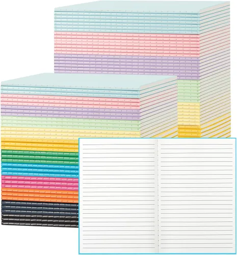 Miniatura 12 de Paquete de 24 cuadernos en blanco coloridos para escritura, diarios al por mayor, libros de composición A5, 21x14 cm, 60 páginas, 30 hojas