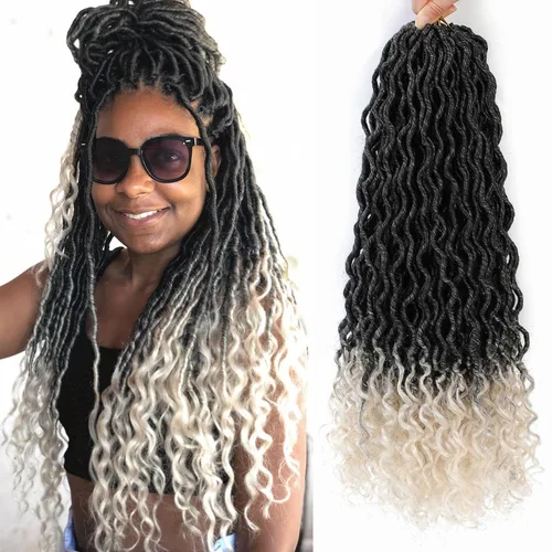 Miniatura 17 de Trenzas postizas Goddess, 6 paquetes de 18 pulgadas, cabello lacio, trenzado con ganchillo, para mujeres negras, trenzas postizas ombre con puntas