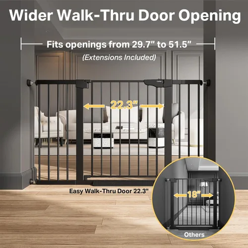 Miniatura 3 de Cumbor - Puerta de bebé extra ancha de 75.4 cm–130.8 cm para escaleras, puertas para perros montadas a presión para puertas y pasillos, autocierre