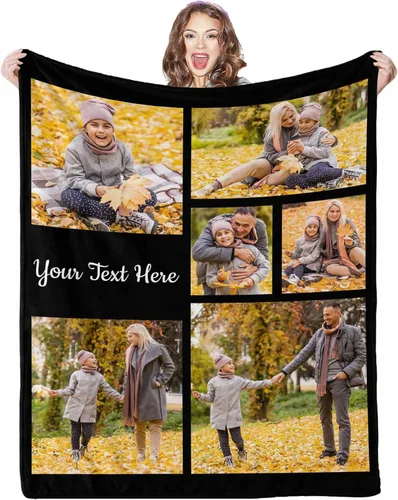 Miniatura 26 de Manta de fotos personalizada, 4 fotos, mantas personalizadas para mamá, abuela, esposa, mujeres de hija, hijo, marido, 8 tamaños 4 Fotos-1