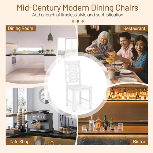 Miniatura 8 de Giantex Juego de 2 sillas de comedor de madera, sillas de cocina de madera de goma 100% maciza con respaldo alto e inclinado, asiento ancho, sillas