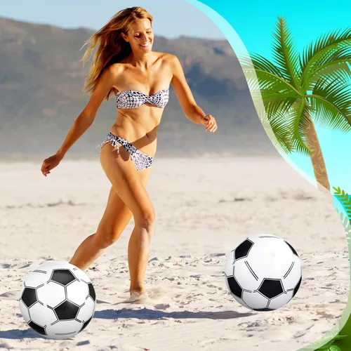 Miniatura 7 de Chivao Paquete de 12 pelotas de playa inflables de fútbol de 16 pulgadas, juguetes gigantes para piscina, juguetes de piscina para verano