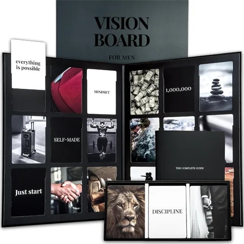 Miniatura 7 de Libro de tablero de visión para mujeres - Más de 1000 imágenes diversas, citas, ejercicios de autodescubrimiento Kit completo de suministros