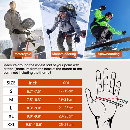 Miniatura 6 de UJUJIA -Guantes de invierno de 40 , guantes de esquí y snowboard para hombres y mujeres, guantes térmicos cálidos para clima frío, impermeables
