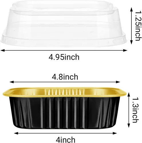 Miniatura 2 de EUSOAR Mini moldes para tartas con tapas, 12.3 onzas, 12.2 fl oz, 50 unidades cuadradas de aluminio para cupcakes con tapas, papel de aluminio