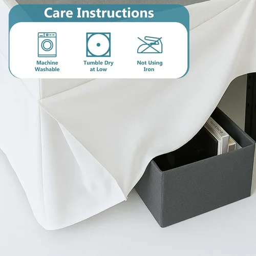 Miniatura 7 de Falda de cama plisada tamaño Full, fácil ajuste con caída entallada de 8 pulgadas, microfibra sin arrugas, ligera, aspecto clásico y limpio (blanco)