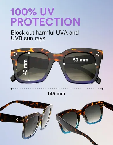 Miniatura 55 de zeroUV - Gafas de sol cuadradas retro de moda de gran tamaño para mujer estilo vintage 1.969 pulgadas