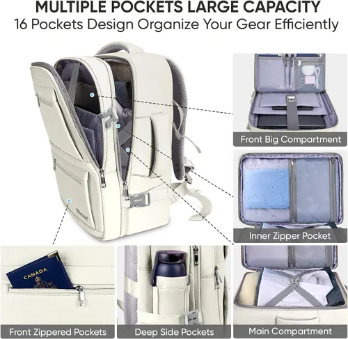 Miniatura 2 de BALEINE Mochila de Viaje para Mujeres y Hombres, Mochila Grande y Resistente de Equipaje de Mano para Laptop, Regalos para Negocios, Casual, Fin