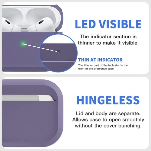 Miniatura 5 de Funda resistente para AirPods Pro 2, a prueba de golpes, funda protectora para Apple AirPods Pro de 2ª generación, lanzada en 2022 (morado profundo)