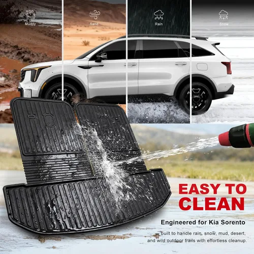 Miniatura 4 de Tapete de carga compatible con Kia Sorento 2021-2025 2026 Tapete de maletero con tapete para respaldo de asiento, TPE para todo tipo de clima