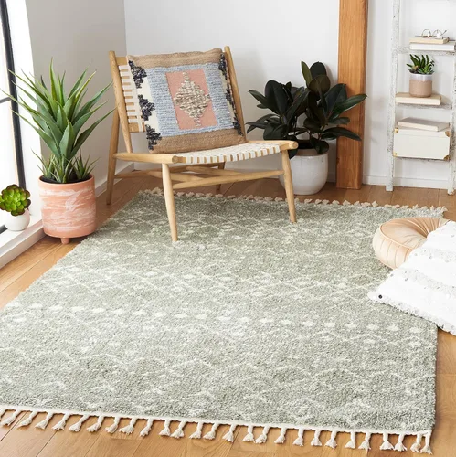 Miniatura 28 de SAFAVIEH Berber Fringe Shag Collection - Alfombra decorativa de 2 pies 2 pulgadas x 4 pies, color crema y gris oscuro, diseño que no desprende