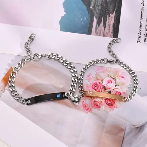 Miniatura 7 de MEALGUET - Pulseras magnéticas personalizadas para parejas de atracción mutua, pulseras de identificación trenzadas con nombre, conjunto de pulseras