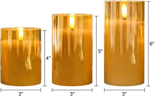 Miniatura 5 de GenSwin Velas de cristal sin llama que funcionan con pilas y temporizador remoto, velas LED sin llama parpadeantes de mecha 3D, cera real para Oro 3D