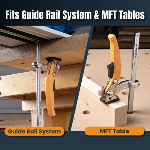 Miniatura 5 de Powertec 71542V - Abrazadera de mesa con trinquete de liberación rápida para MFT y sistema de guías, capacidad de 7 pulgadas (178 mm) x 2-3/8