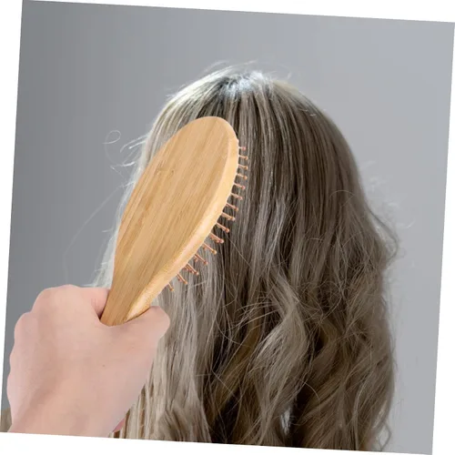 Miniatura 2 de Peine de bambú para el cabello, 3 piezas, peines de barba, cepillo de cerdas de madera, peine de bambú natural, cepillo masajeador para cuero