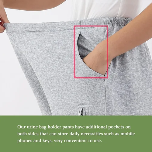 Miniatura 8 de Pantalones de catéter, pantalones con soporte para bolsa de orina para hombres y mujeres, pantalones de cuidado de la incontinencia de doble
