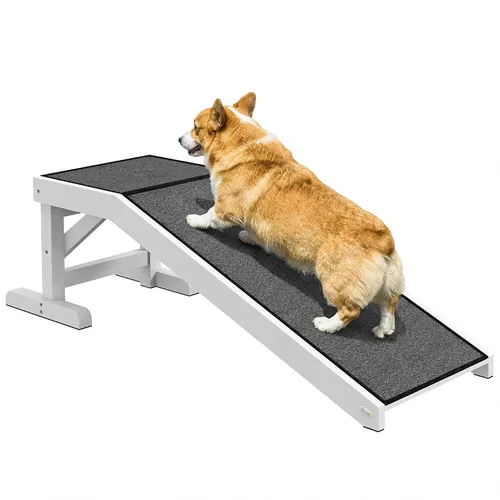 Miniatura 11 de PawHut Rampa para perros para cama, rampa para mascotas para perros con alfombra antideslizante y plataforma superior, 49 x 16 x 14 pulgadas