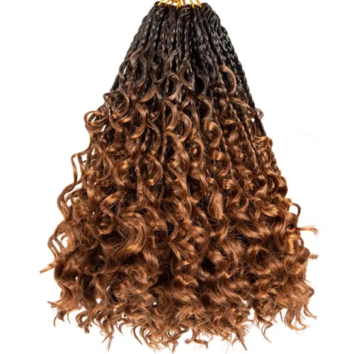 Miniatura 48 de Beverlee Goddess Box - Trenzas de ganchillo de 8 pulgadas, 8 paquetes de trenzas de ganchillo bohemias, extremos rizados, pelo sintético rizado