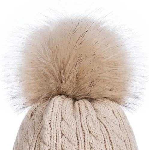 Miniatura 6 de Alepo Womens Winter Beanie Hat, Warm Fleece Lined Knitted Soft Ski Cuff Cap with Pom Pom