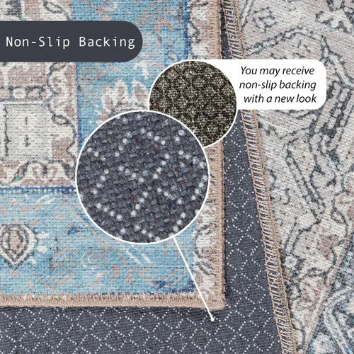 Miniatura 260 de GLN Rugs Traditional Collection - Alfombra de felpilla lavable a máquina, tradicional lavable, antideslizante, alfombra de felpilla de pelo corto