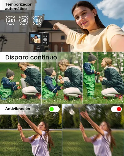 Miniatura 6 de Cámara digital para niños, FHD 1080P 44MP Cámara digital de punto y disparo con detección de rostros, captura de sonrisas, zoom 18X, 20 filtros